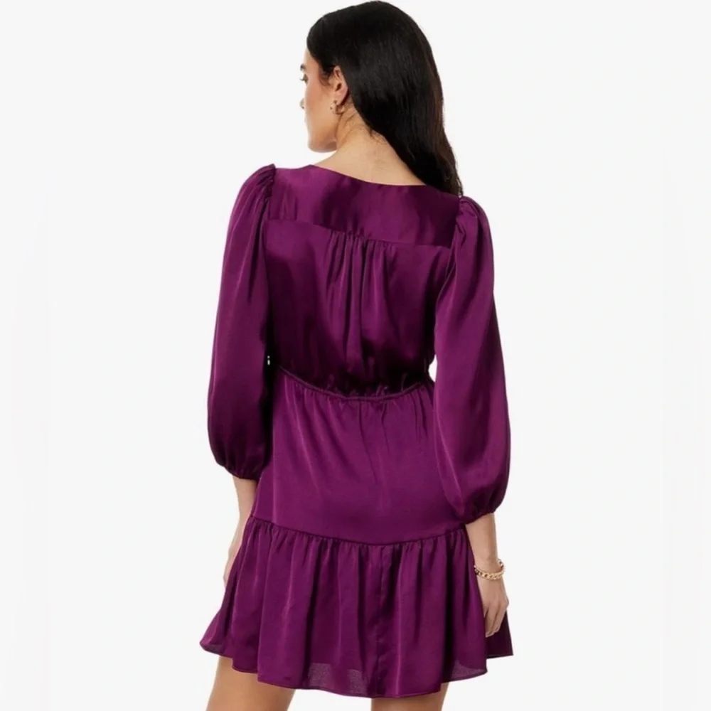 NWT Lilly Pulitzer Deacon Dress Sz 8 V-Neck Cherry Purple Event - Picture 8 of 15